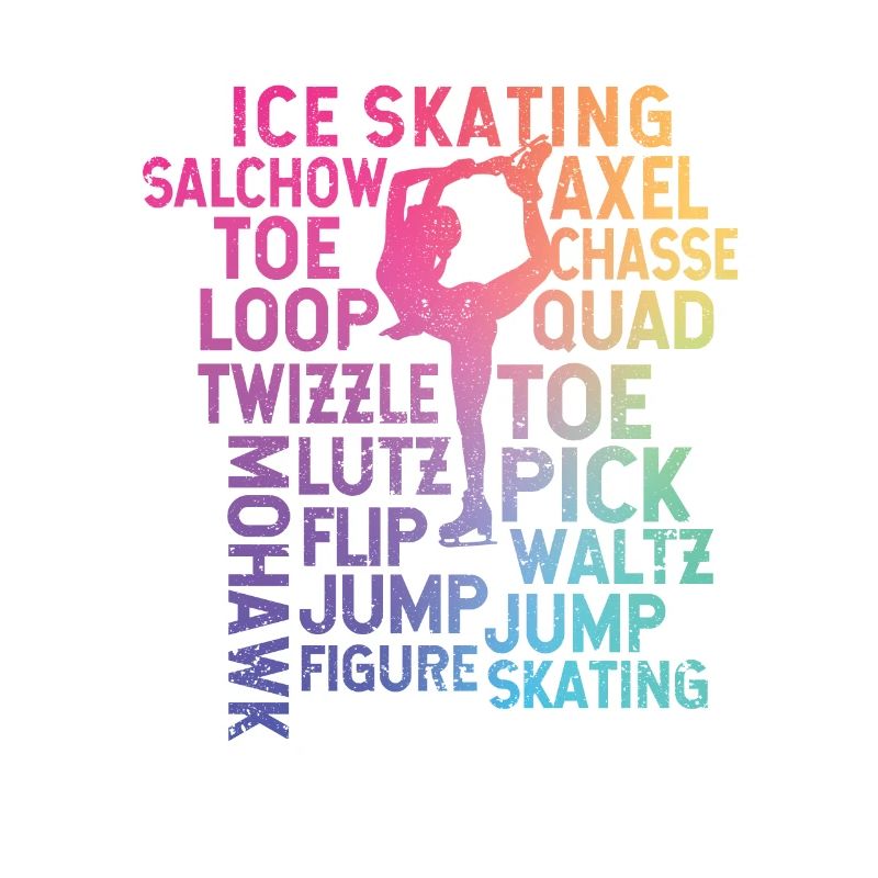 Ice Skating Theme Rainbow Typography Funny