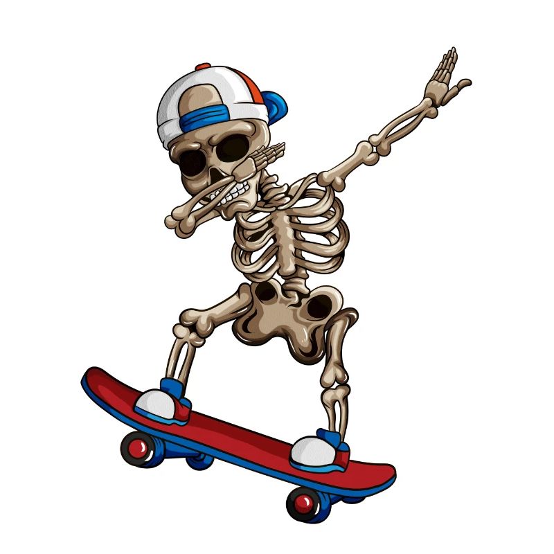 Skateboarding Skating Skeleton Makes Dabbing Dance