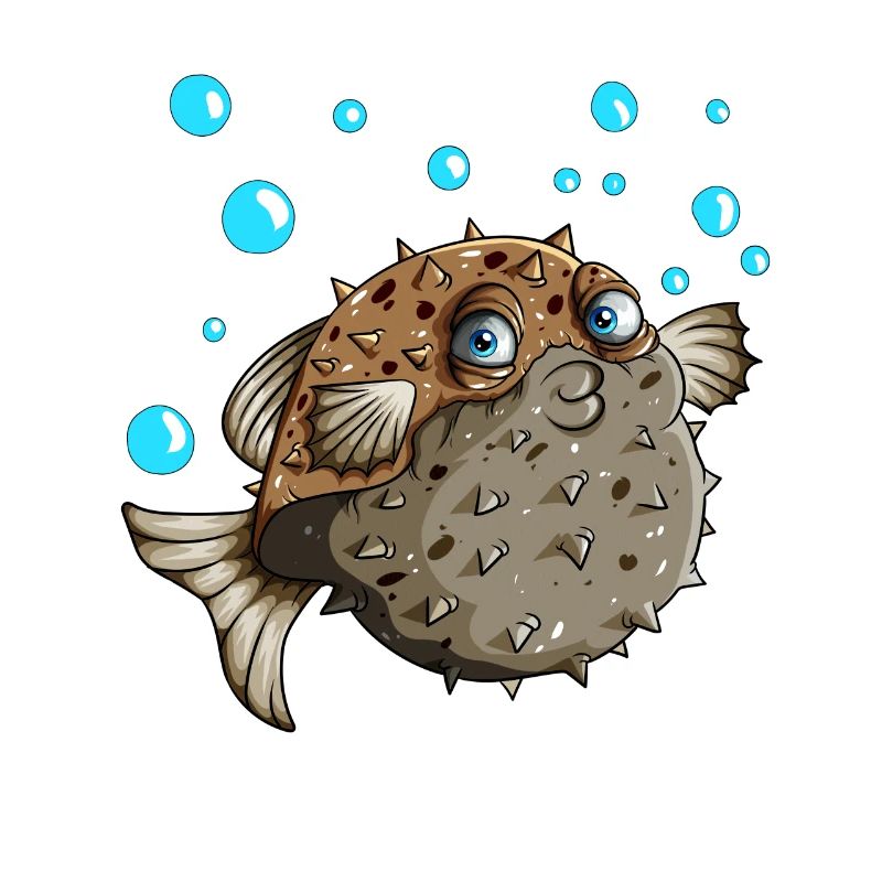 Puffer fish makes bubbles lovers sea creature fish