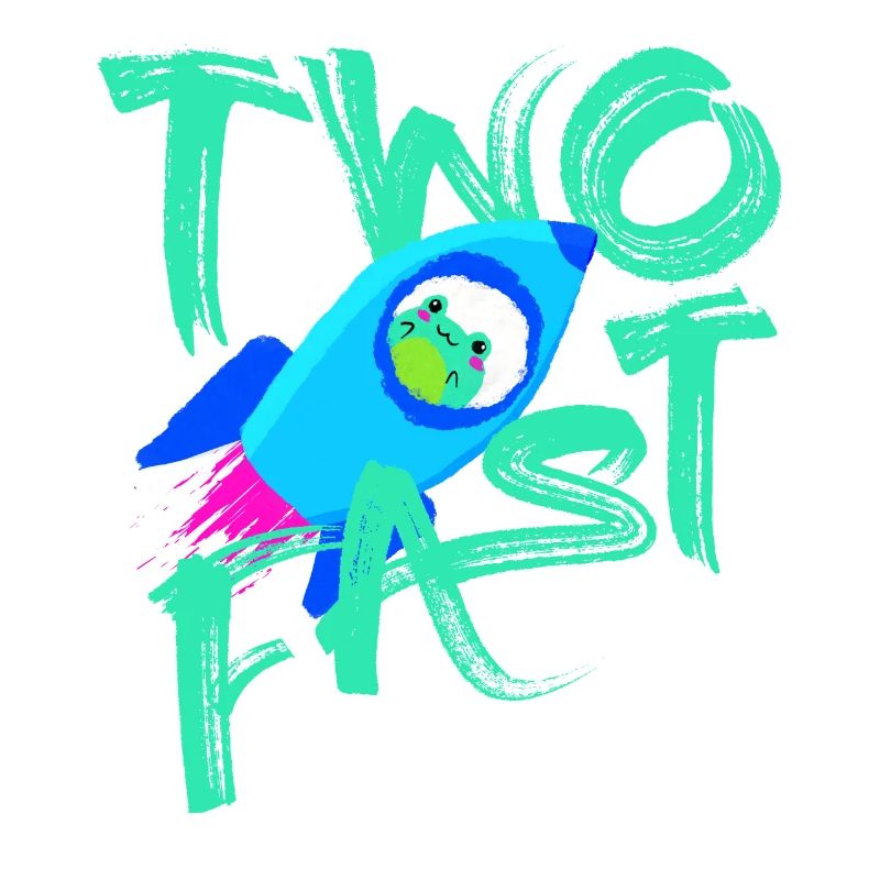 Two Fast Rocket Frog Space 2 Years 2nd Birthday