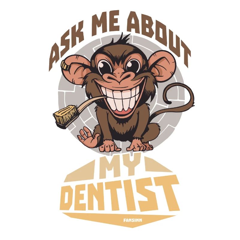 Monkey with toothbrush dentist funny saying