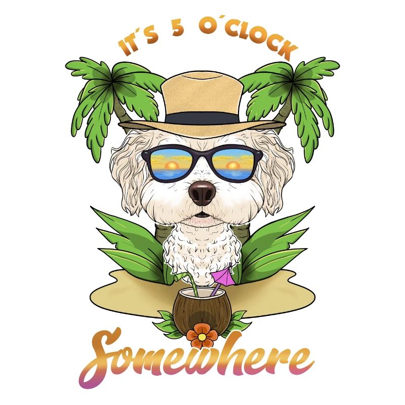 It Is 5 OClock Somewhere Drinking Bichon Frise