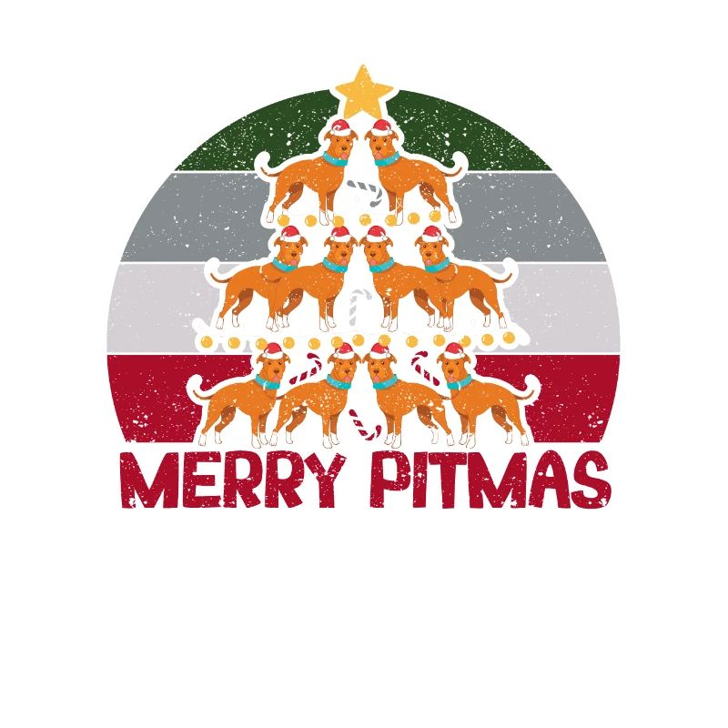 Joyeux Pitmas Pitbull Chien Joyeux Arbre de Noël
