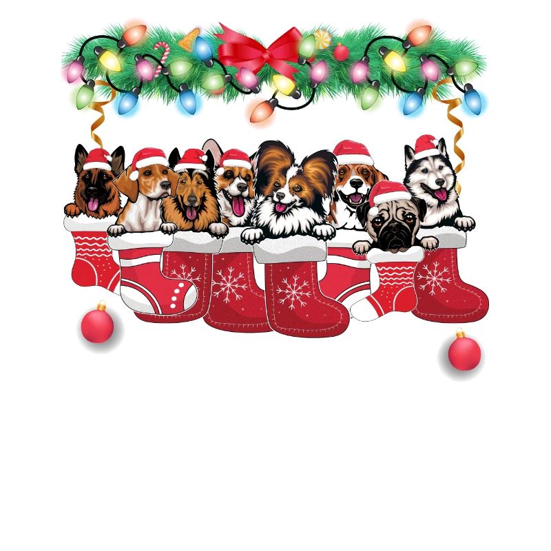 Différentes races de chiens dans les bas de Noël - Noël