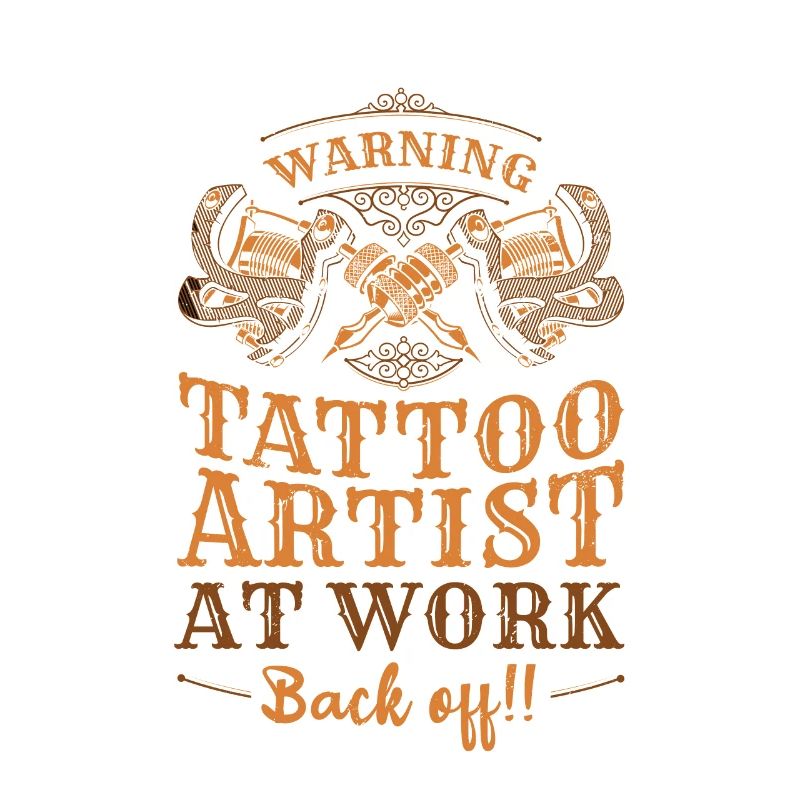 Warning tattoo artists at work back from