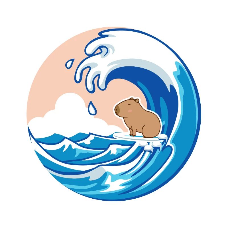 Vague Capybara Surf Rongeur Drôle d’Animal Lover