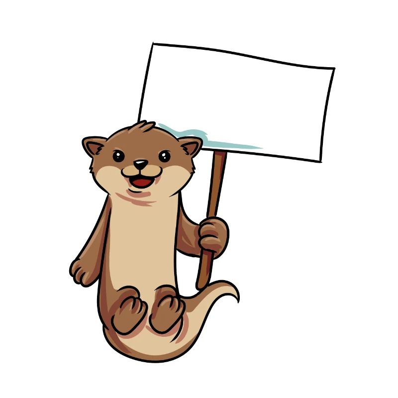 Otter hält Schild