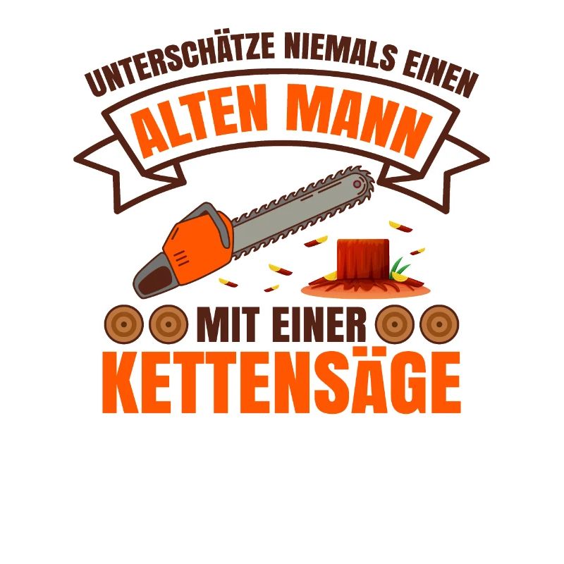 Ein Alter Mann Mit Einer Kettensäge