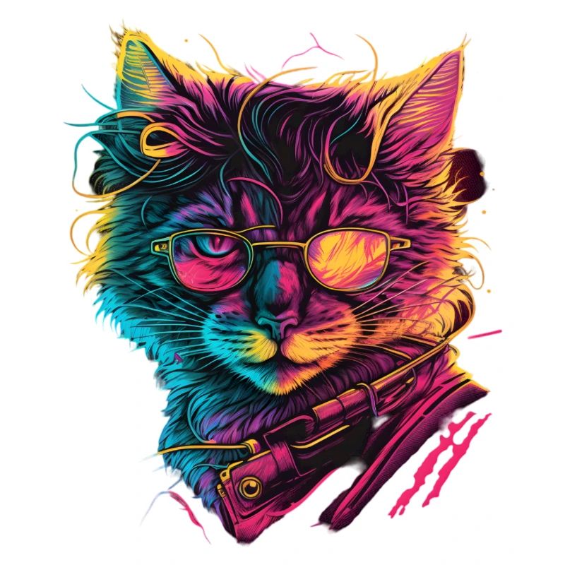 Synthwave Cat 80s Gift