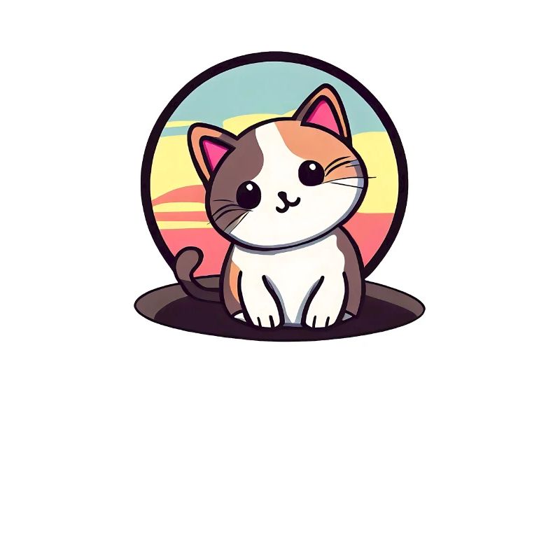 Chat mignon avec fond de coucher de soleil
