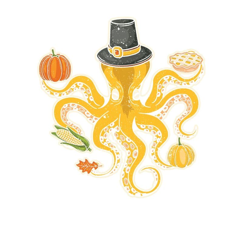 Pilgrim Octopus Pumpkin Drôle Thanksgiving Fall