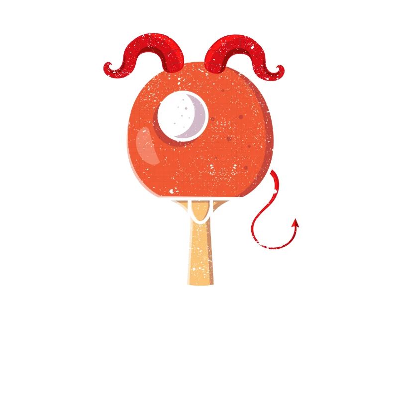 Ping Pong Devil Paddle Red Horns Funny