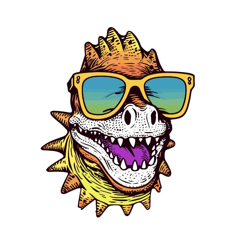 Glücklicher Dinosaurier mit Brille