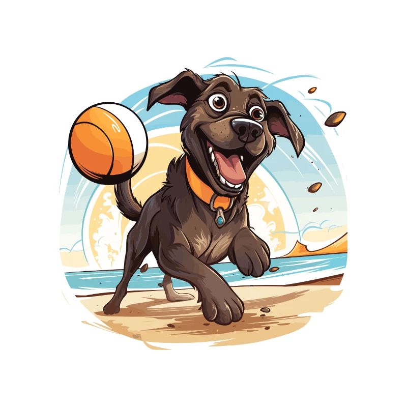 Dog playing beach volleyball