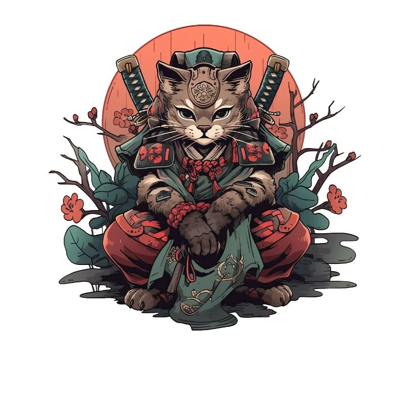 Asia Cat Japanese Samurai Samurai