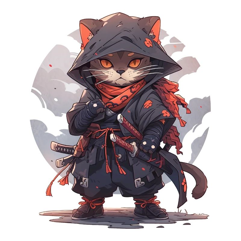 Asia Cat Japanese Samurai Samurai