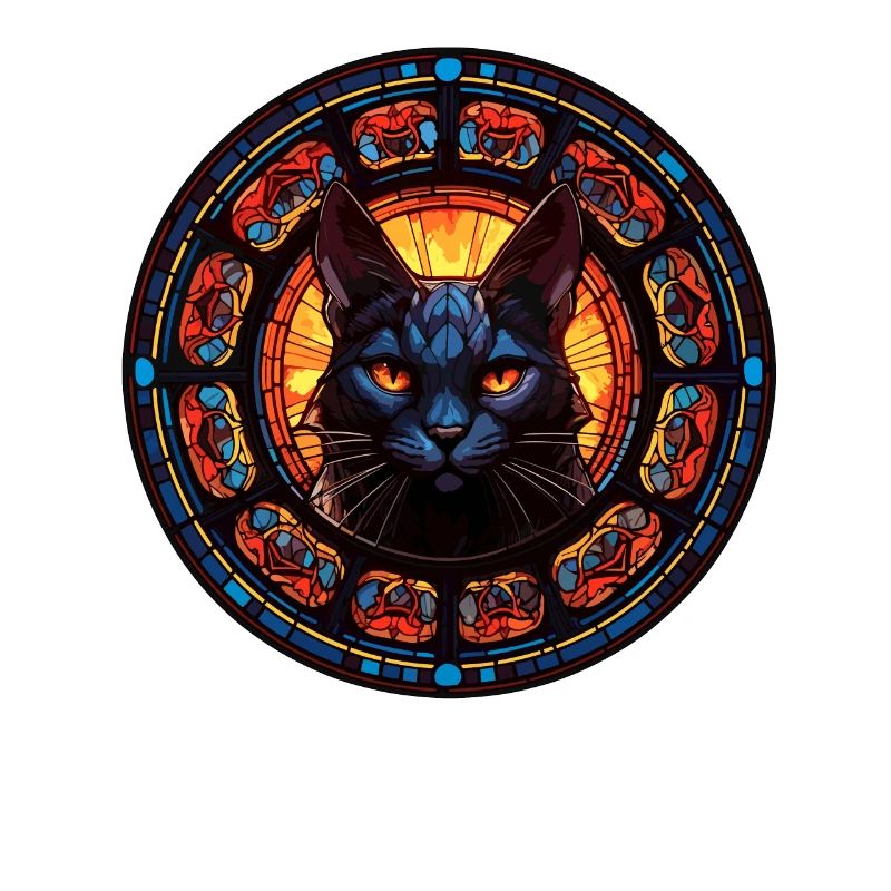 Art du vitrail - Chat coloré élégant