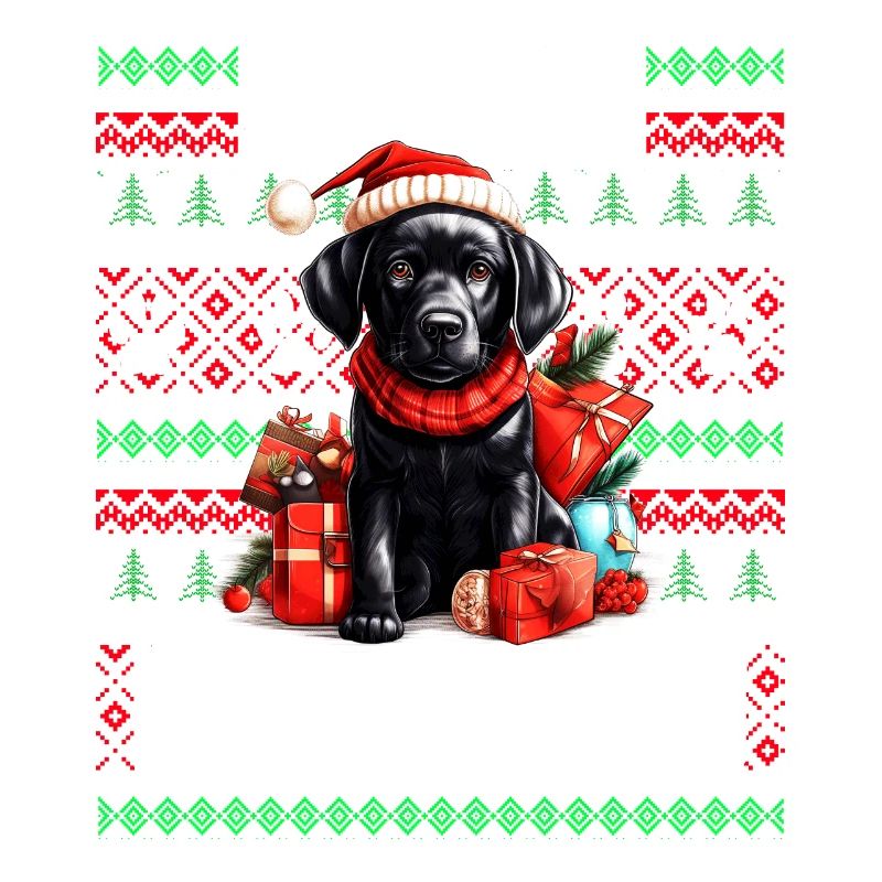 Schwarzer Labrador Hund Lustige Weihnachten Hässlicher Pullover