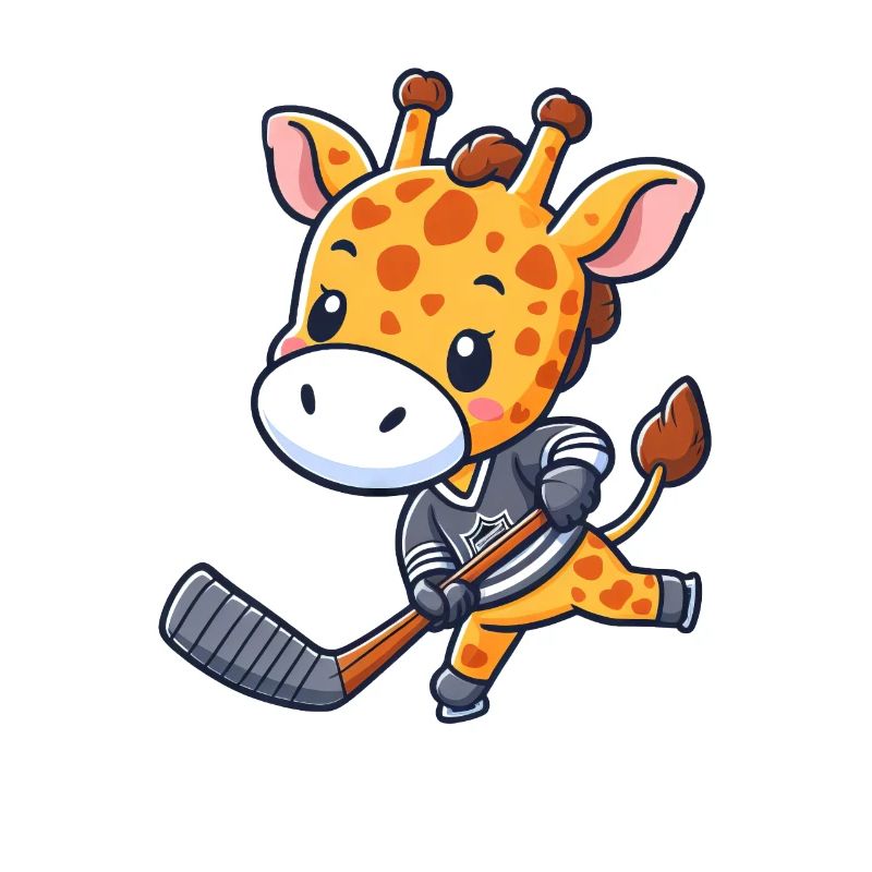 Giraffe als Eishockeyspieler