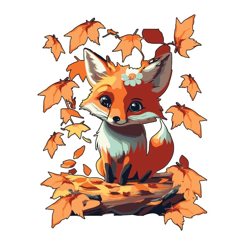 Cute cute fox in autumn gift