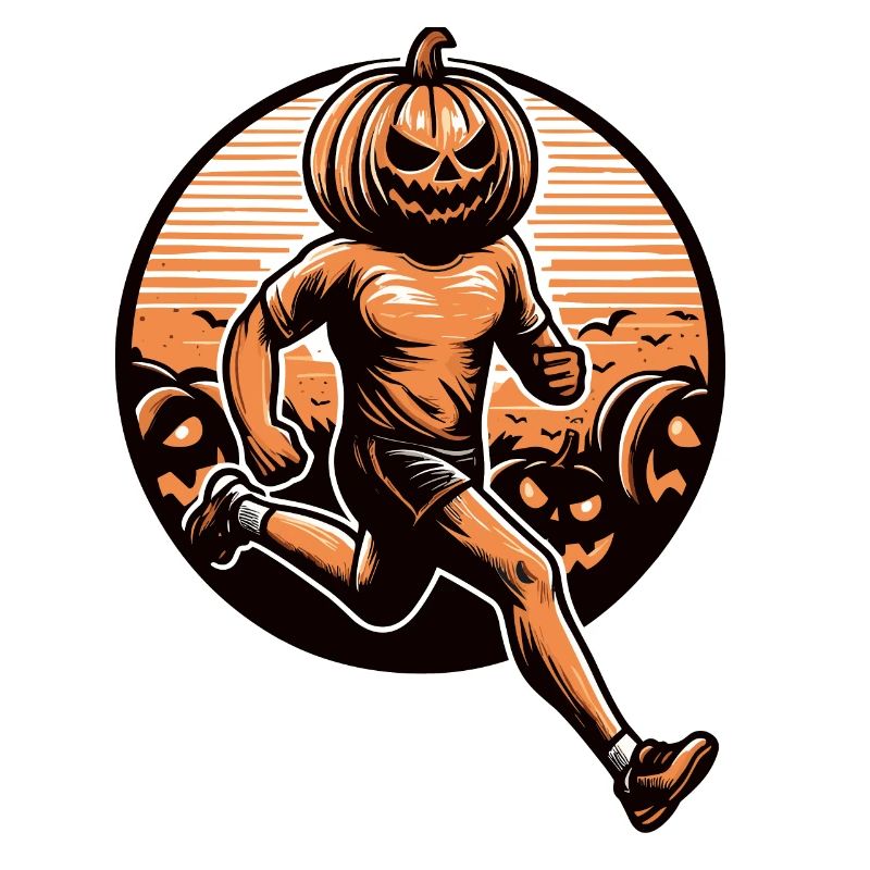 Halloween runner with a pumpkin head
