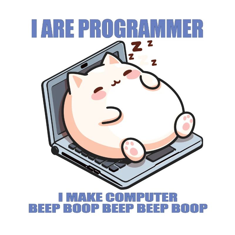 I are programmer, fat sleeping cat