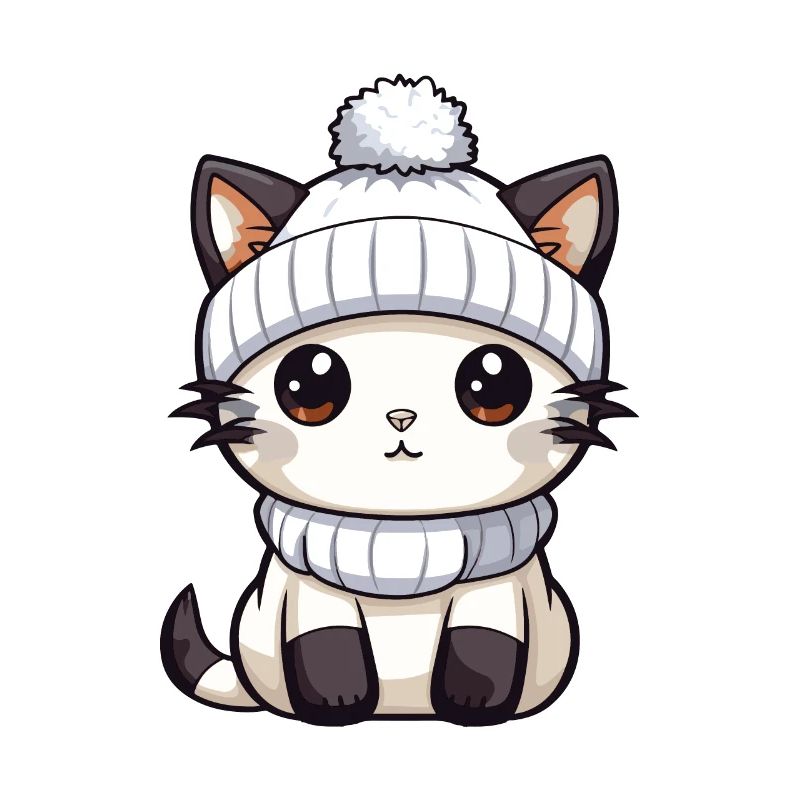 Cat Winter Comic Cute