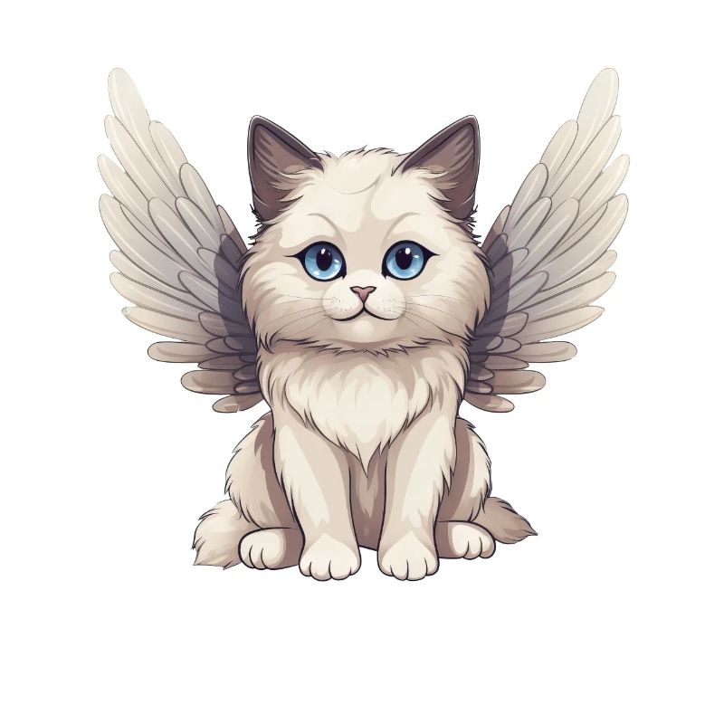 Chat ragdoll mignon comme ange de dessin animé avec des ailes