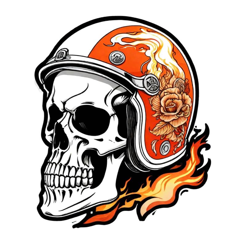 Retro Style Motorcycle - Skull and Skeleton