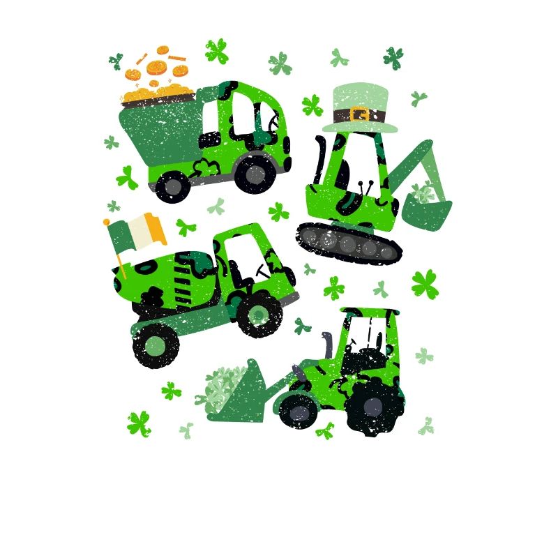La Saint-Patrick de la Saint-Patrick grue camion excavatrice construction trèfle