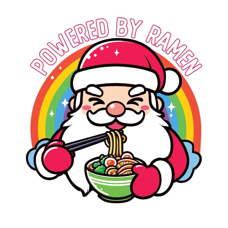 Père Noël mangeant des ramen, Powered by Ramen