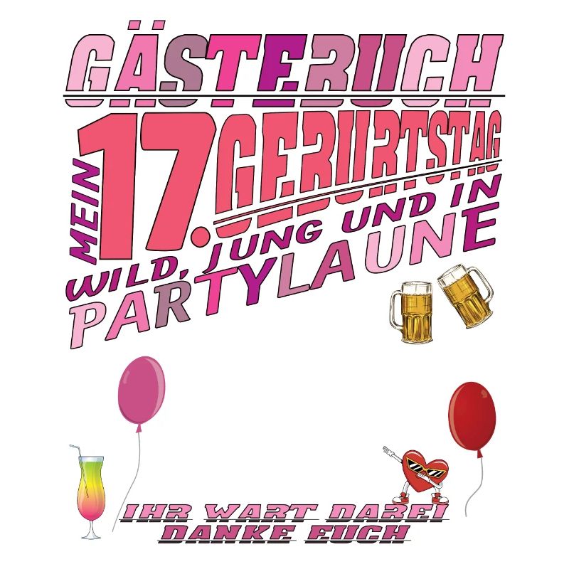 17. Geburtstag Mädchen & Junge Gästebuch