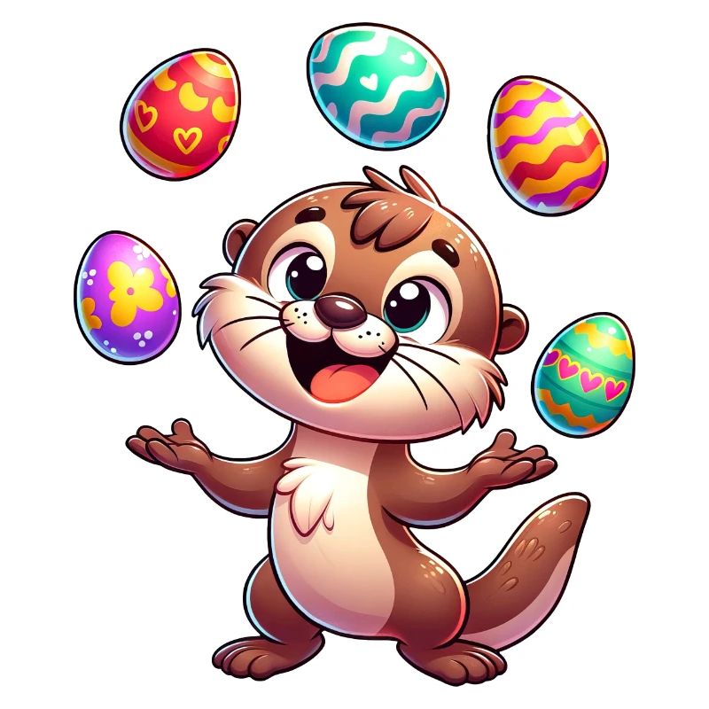 Easter Otter Juggling Easter Eggs,