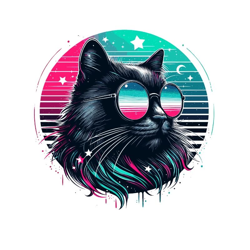 Chat chats néon Cool noir 80 ' s chat maman Fun