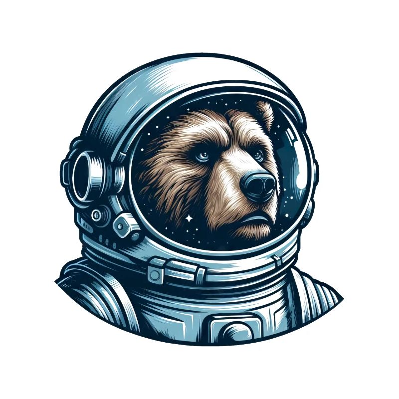Pensive bear in outer space