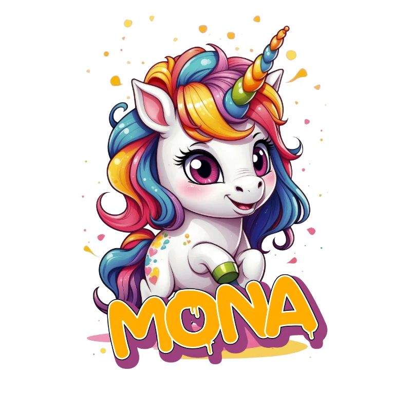 MONA - Schöner Mädchen Name mit süßem Einhorn
