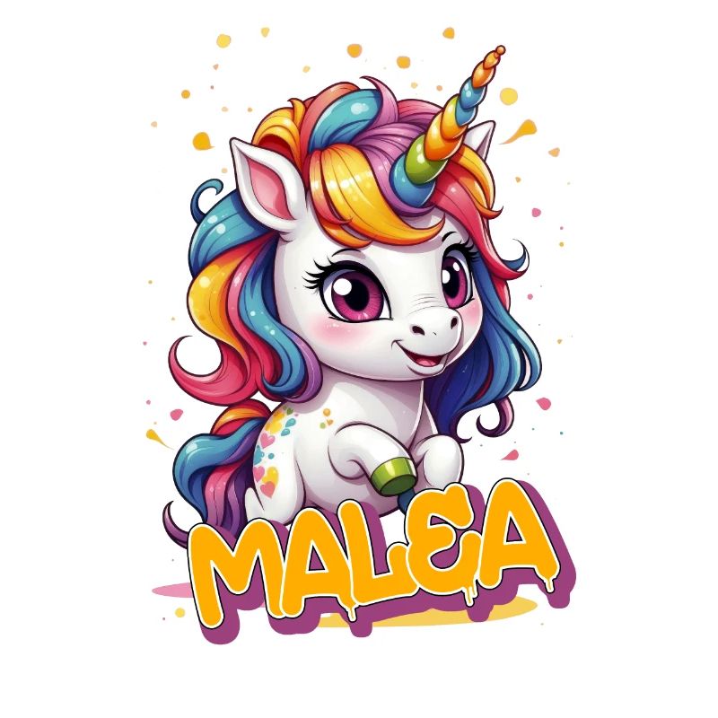 MALEA - Schöner Mädchen Name mit süßem Einhorn
