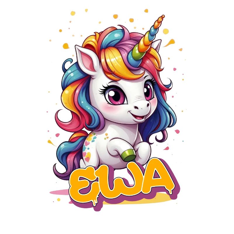EWA - Schöner Mädchen Name mit süßem Einhorn