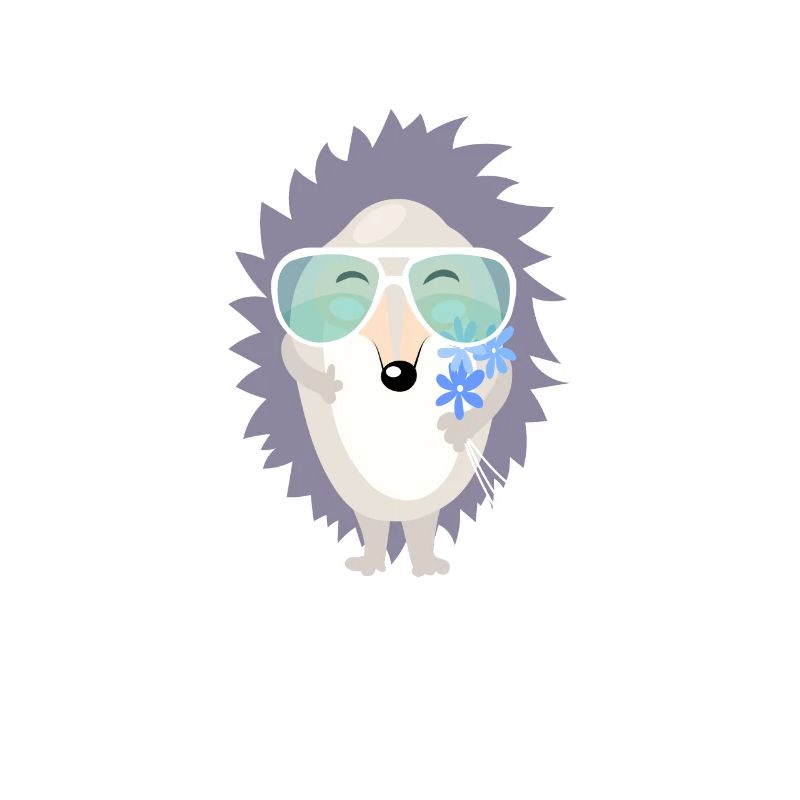 Stay Sharp Cute Hedgehog W/ Sunglasses And Flower