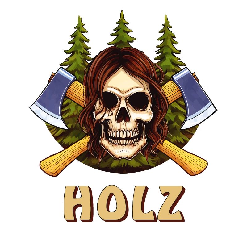 SCHÄDEL AXT HOLZ