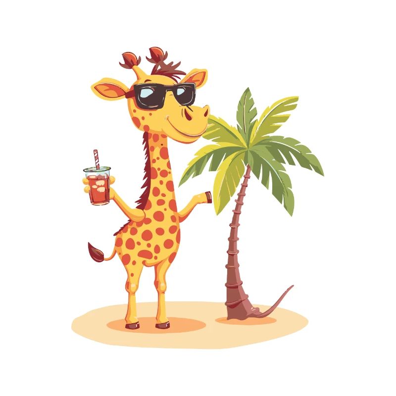 Giraffe Sommer Strand Comic