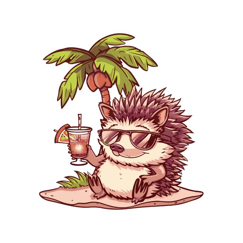 Igel Sommer Strand Comic