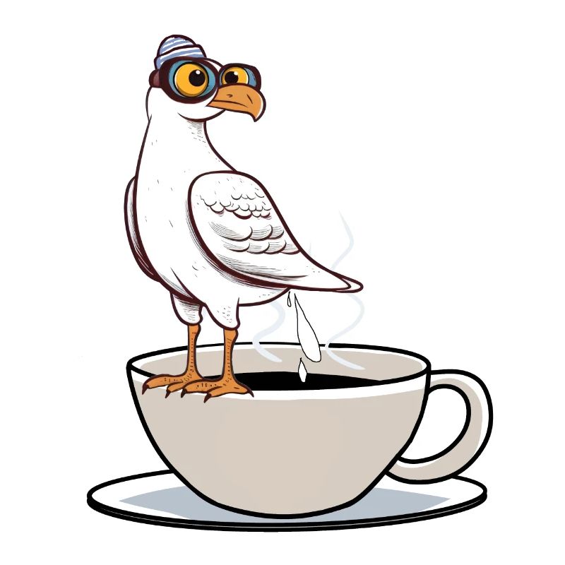 Maritime Seagull Coffee Cup Coffee White Black