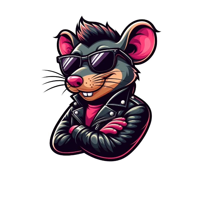 Cool Mouse Rat 50s 60s Leather Jacket Sunglasses