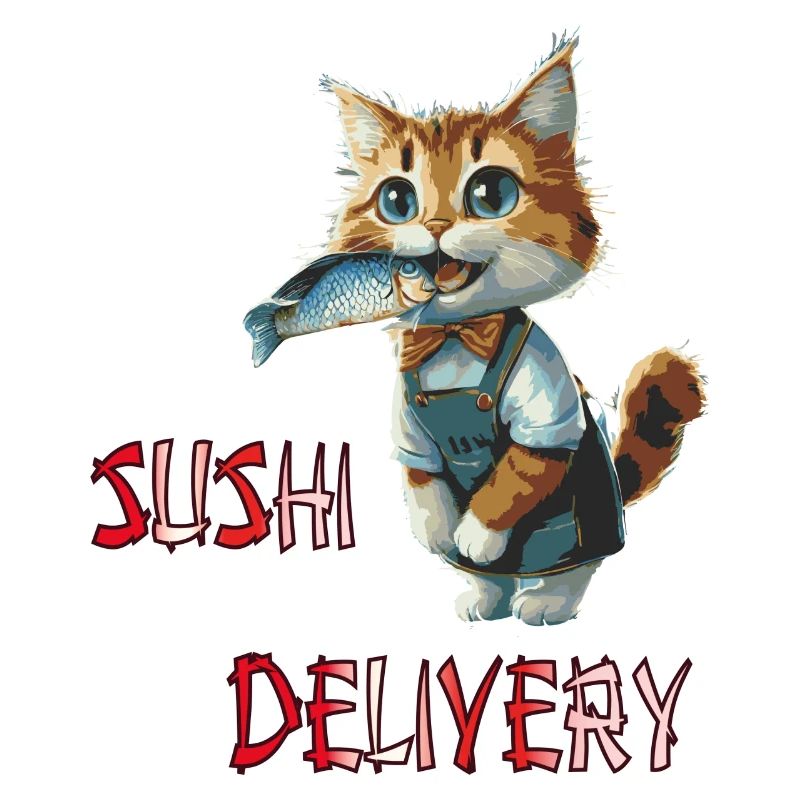 Chat avec du poisson dans la gueule