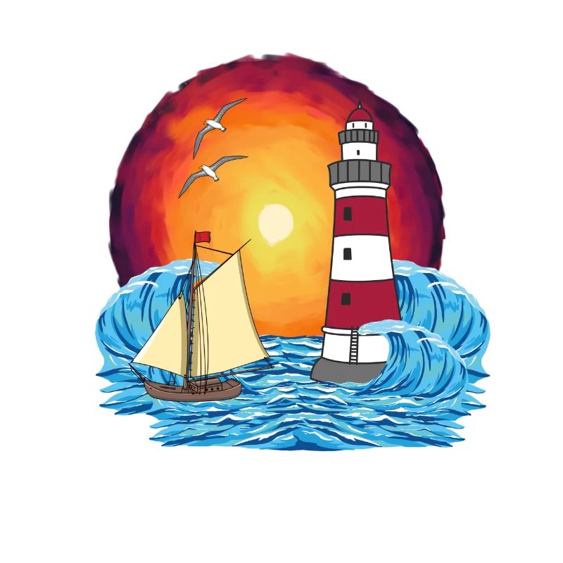 Leuchtturm Segelschiff maritim Schiffe Schiff