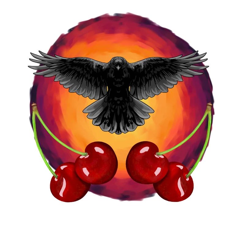 Rockabilly Crow Crows Cherry Cherries Fruit