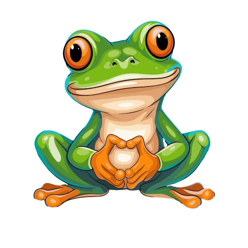 Grenouille joyeuse avec de grands yeux dans le style de dessin animé