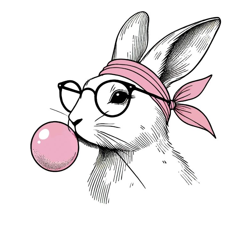 Easter Retro Vintage Style Bunny Gum Bubble