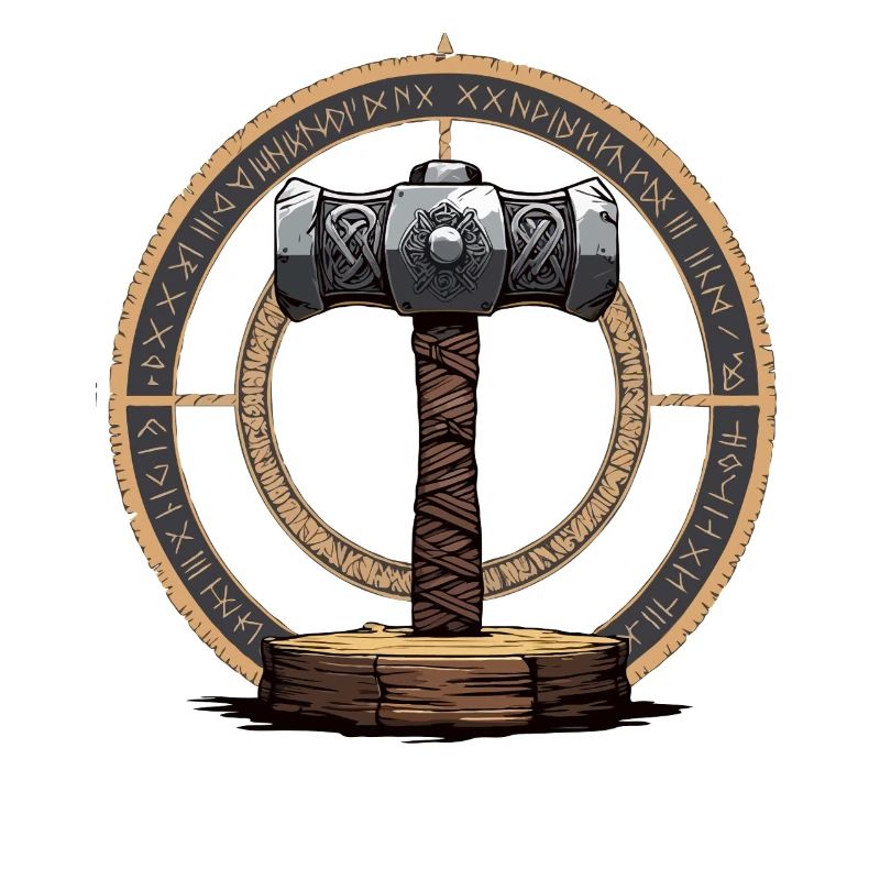 Viking Hammer Warrior Valhalla Runic Circle Thor